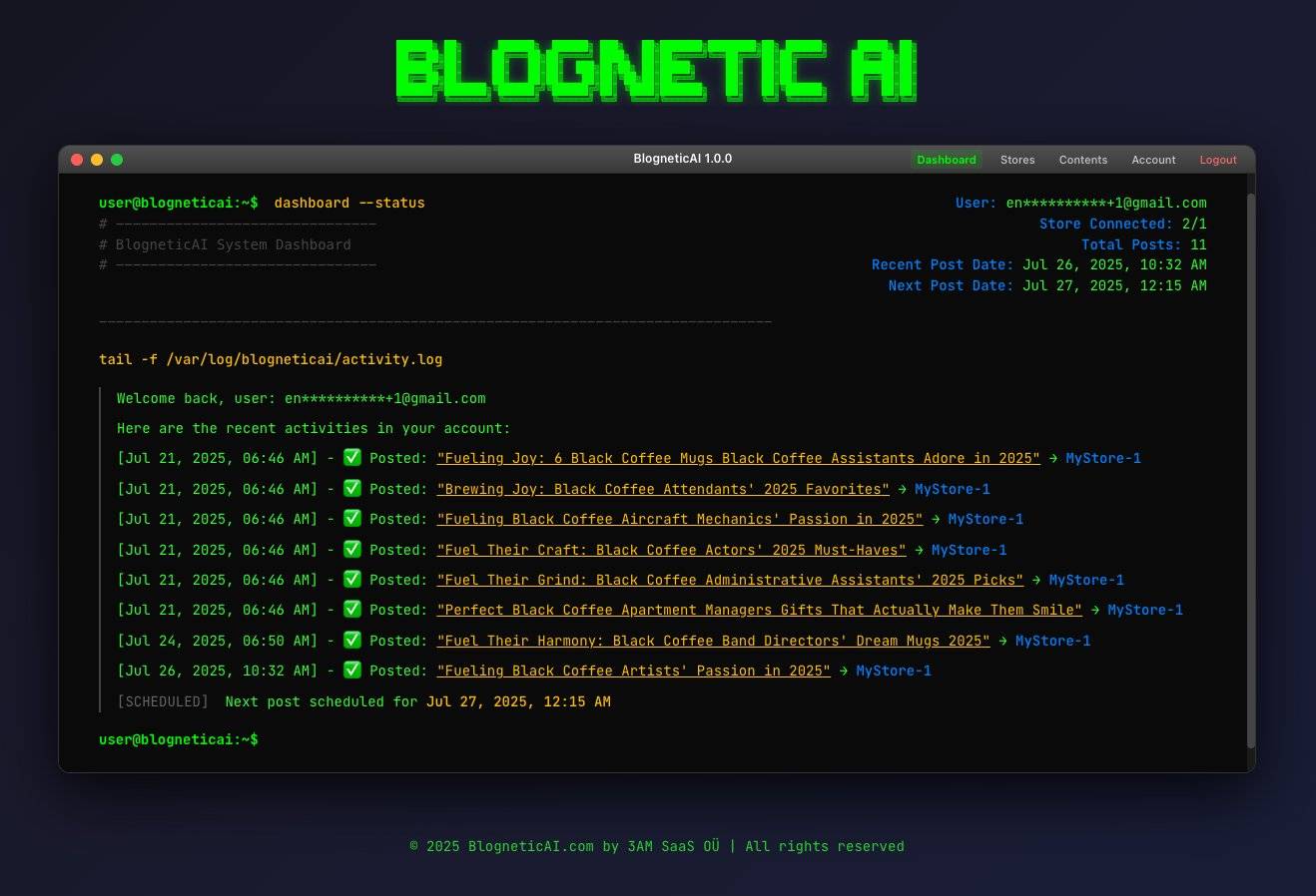 BlogneticAI Interface Screenshot 1