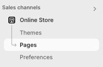 Add page menu in Shopify