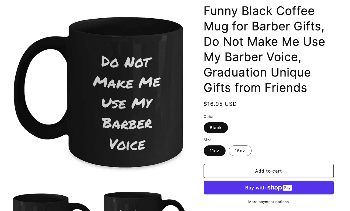 Product page with oversized title